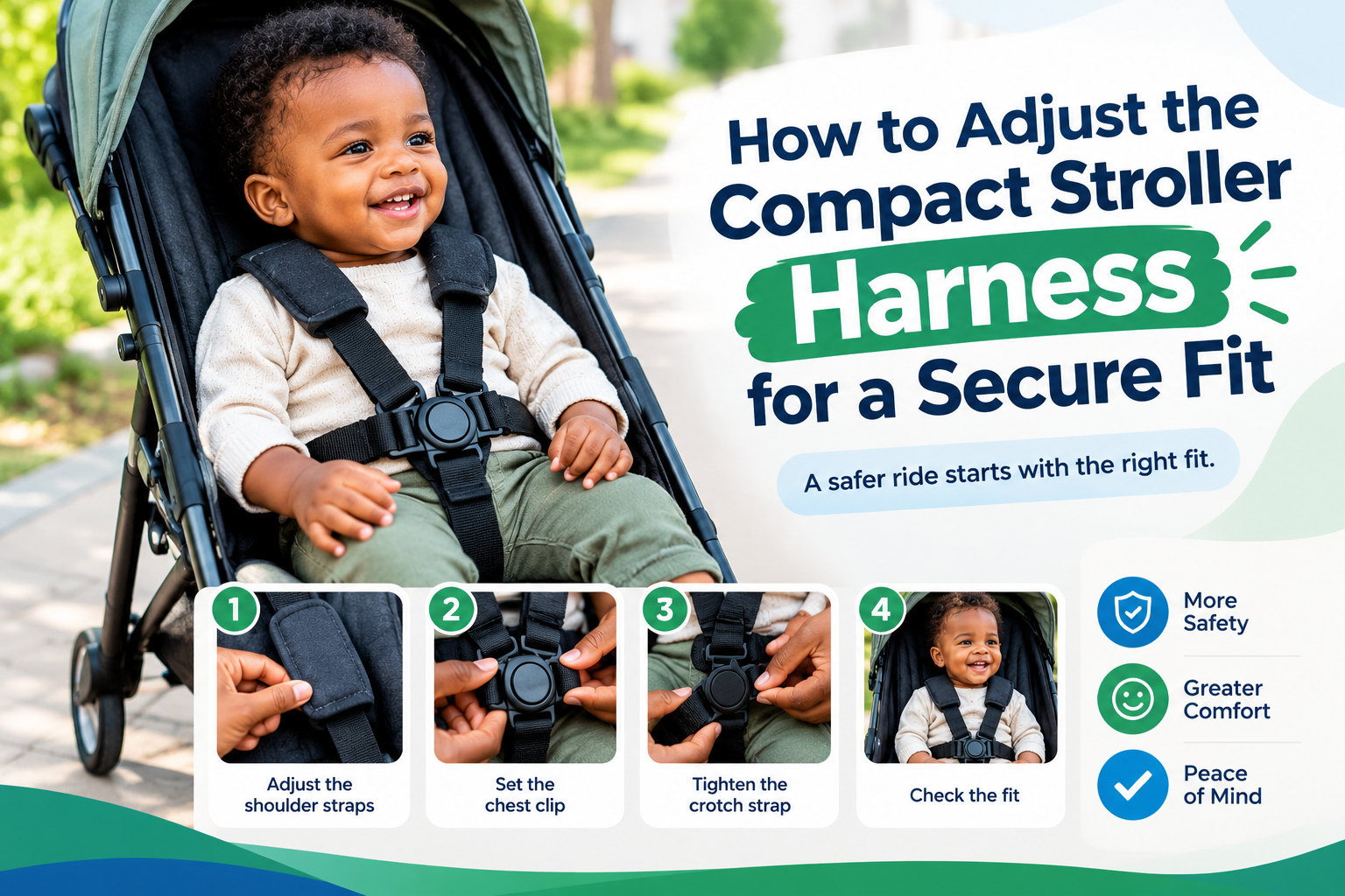 compact stroller harness
